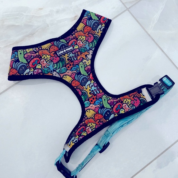 Frenchie Other - 🐶 Luna Paws Reversible 2-in-1 Safety Harness for Dog/Puppy Under the Sea Print